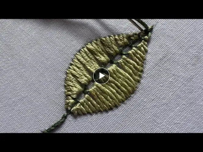 pretty leaf hand embroidery design| how to start hand embroidery | embroidery