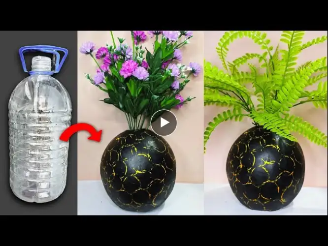 Big Flower Vase Reuse Of Plastic Bottle | Waste Material Craft Ideas | White Cement Flower Pot