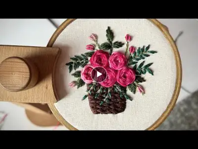 Basket and flowers embroidery pattern || Embroidery for beginners || Let’s Explore