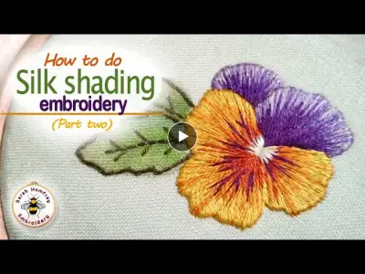 Thread painting/silk shading embroidery pansy tutorial - Part two!